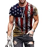 OPOPO Men's American Flag 3D Pattern T-Shirt Print American Vintage Flag Shirt