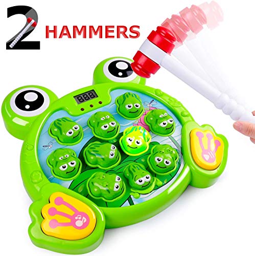 Rolimate Juego Interactivo Whack A Frog Cumpleaños 2 3 4 5 6 7 años Actividades para niños y niñas Juegos Juguete con 2 martillos para niños Bebés Niños pequeños Juguetes de Desarrollo