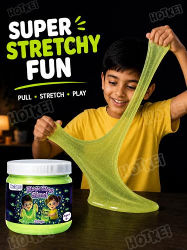 Image of HOTKEI 200gm Glow in the Dark Slime for Kids 3 to 10 Years DIY Toy Slimy Glowing Slime Gel Jelly Putty Art Toys Birthday Gift Box for Boys Girls