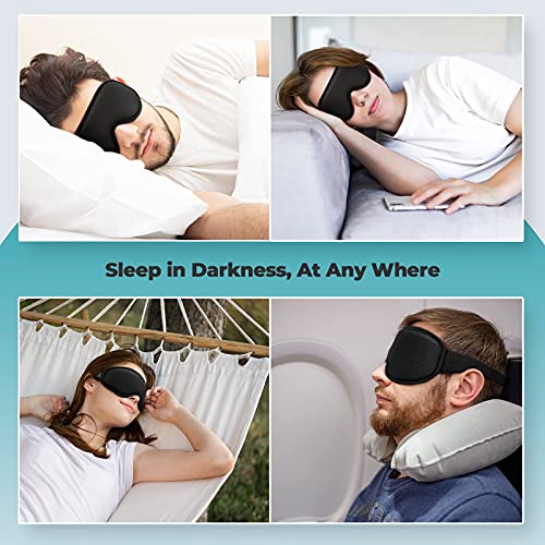 Waoaw Sleep Mask For Women Men , Eye Mask Sleeping Of 3D Light Blocking Blindfold(Black) #TOP5