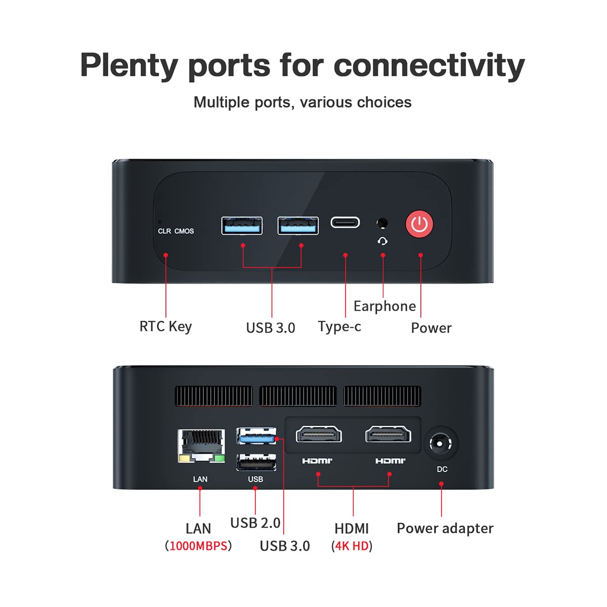 Beelink Mini PC SER4 AMD Ryzen 7 4700U Up to 4.1GHz 8C/8T,SER4 16GB RAM 500GB SSD Graphics 7core 1600 MHz,M.2 SSD NVME 2280GB Mini Computer WiFi 6E BT5.2 — view 4