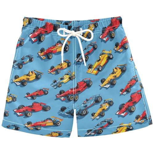 Hippie Vintage Racing Cars Boys Swim Trunks Race Car Flag Toddler Beach Board Shorts Baby Summer Bathing Suit XS Multicolor