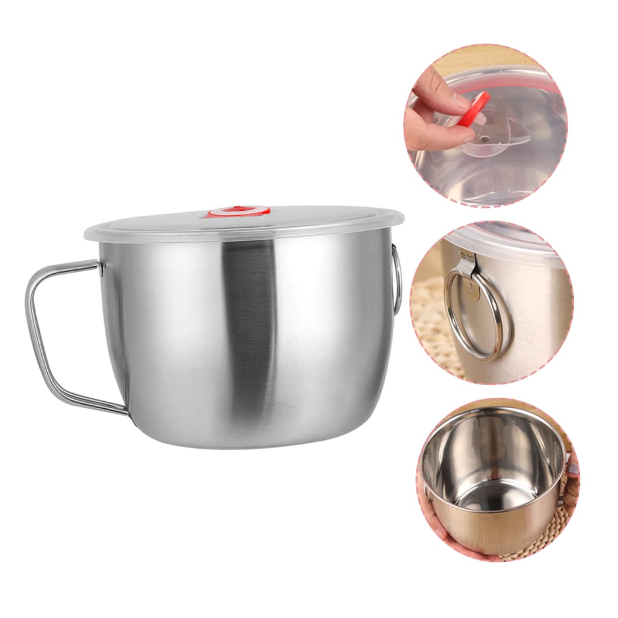 Ciotola Per Noodles In Acciaio Inox 1200 Ml – Tazza Da Zuppa Con Manico, Adatta Al Microonde