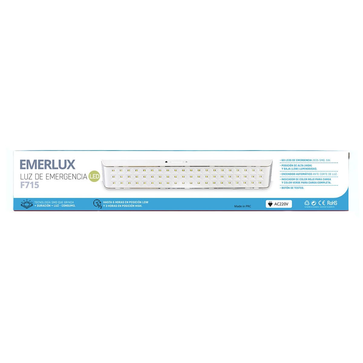 LEDBOX Pack 5 x Luz de emergencia Led EMERLUX F715, No permanente, Blanco frío