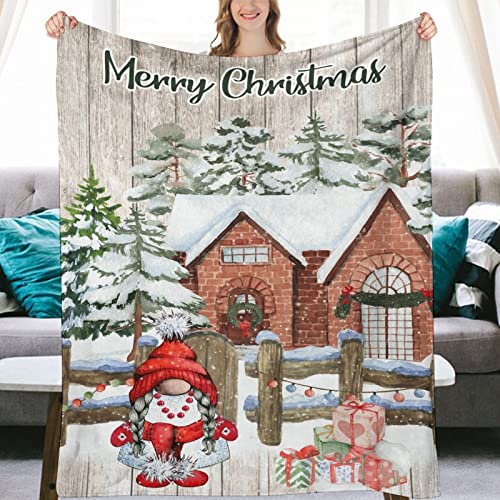 Couverture flanelle gnome de Noël plaid polaire lit canapé jeté de canapé doux - 8