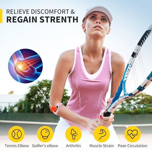 Image of CAMBIVO 2 Pack Tennis Elbow Brace Strap for Tendonitis, Light Pink | EVA Compression Pad, Adjustable Strap with Premium Velcro, for Men and Women, Golfer's Elbow, Counterforce Brace, Breathable