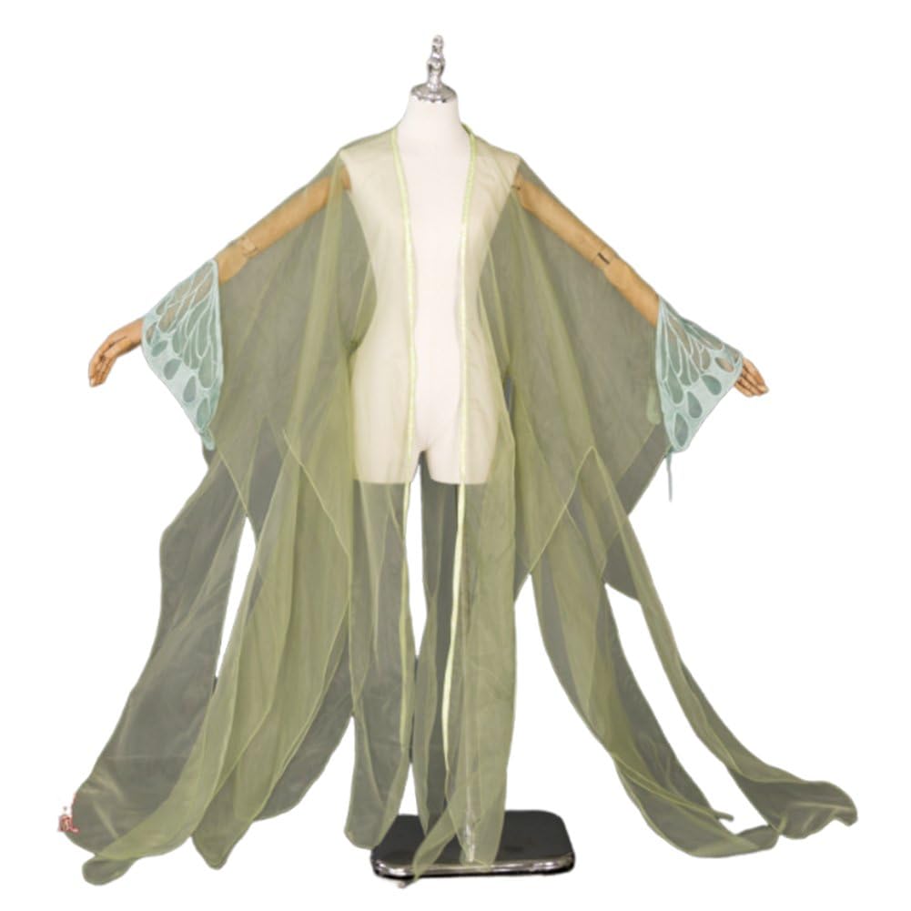 Hrippy Antique Chinese Cardigan Fairy Thin Tulle Chiffon Wide Sleeved Coat Summer Shawl Cloak Folk Dance Overcoat Costume