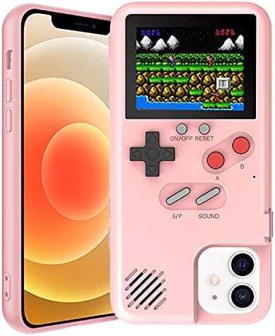 Gameboy Case for iPhone, Autbye Retro 3D Phone Case Game Console with 36 Classic Game, Color Display Shockproof Video Game Phone Case for iPhone (for iPhone 6/6s/7/8, Pink)