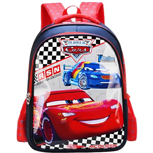 XRHOT Mochila Escolar Niño, Coches de carreras Mochila Infantil, Impermeable Mochila Infantil 3D, Gran capacidad niñas y niños mochila escolar Regalo de Cumpleaños para Niños 38 x 28 x 16 cm