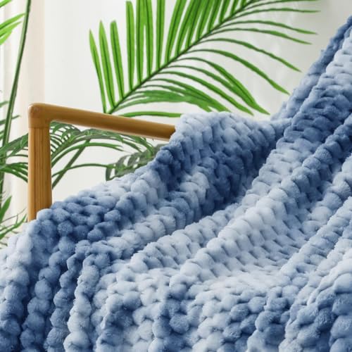 Image of Exclusivo Mezcla 3D Fleece Twin Size Blanket for Bed, Tie-dye Blue | Extra Soft Fuzzy Plush Lightweight Bed Blankets, Cozy Fluffy Decorative Blankets for All Seasons, 90x66 Inches