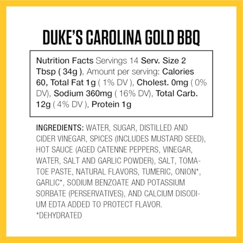 Image of Duke's Carolina Gold Southern Dipping Sauce - Tangy Mustard Flavor, 17 Ounce (Pack of 1)