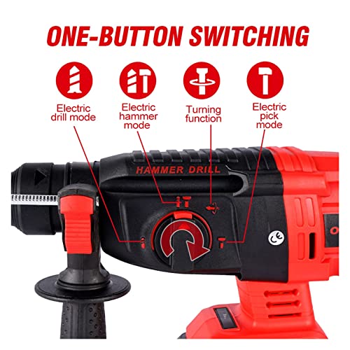 TEMSOOM 2000 W bürstenloser elektrischer Bohrhammer, wiederaufladbares, kabelloses Handwerkzeug mit 4 Funktionen… – Bild 5