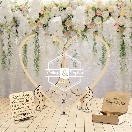 SHKINETARRY Libro de visitas de Boda Personalizado,Alternativa al Libro de visitas de Boda,Libro de visitas de Boda de Madera Personalizado,buzón de Entrega de Invitados de Cartas de Boda