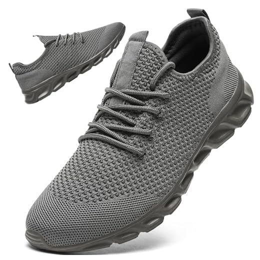 Linenghs Mens Running Shoes Gym Walking Tennis Sneakers Dark Grey Size 11