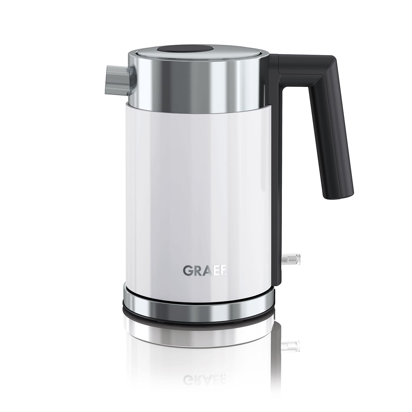 GRAEF. Wasserkocher WK401 Weiß mit 1 Liter Füllmenge, Edelstahl-Kunststoff-Gehäuse, 360° Zentralkontakt, automatische Abschaltung, abnehmbarer Kalkfilter