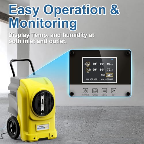 Image of ALORAIR 270 PPD LGR Commercial Dehumidifier with Pump & Drain Hose, Portable Industrial Dehumidifiers with Wheels for Water Damage Restore, Basement, Garage, 6 Years Warranty (Yellow)