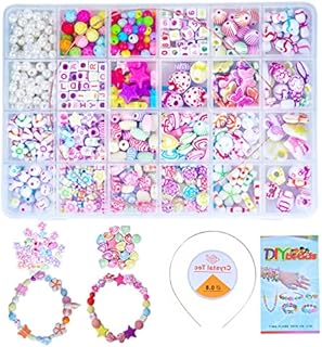 DIY Kids Bead Bracelet Making Kit, (450pcs+)Kids Beads for Jewelry Making , Bead Kits DIY Bracelets Necklace Toy for 4-6Year Old Girl