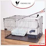 Iris Ohyama Welpenauslauf mit abschließbarer Tür und Dach, Katzengehege, H66cm, Braun, Hundebox, Für Outdoor, Indoor, Welpenlaufstall, Hundezaun, Welpenzaun, Laufstall Hund, STS-1200TY