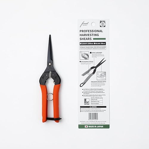 Miniatura 8 de Saboten - Tijeras de cosecha japonesas profesionales de 7.9 pulgadas, hoja recta, acero inoxidable con revestimiento de flúor, carga por resorte,