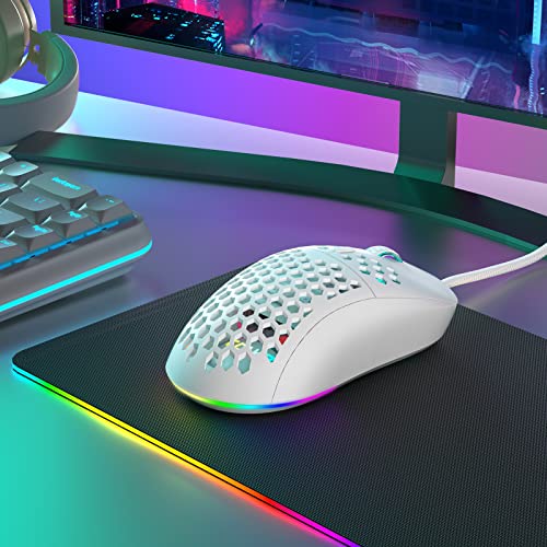 Image of TMKB Falcon M1SE Gaming Mouse, T68SE 60% Mechanical Gaming Keyboard, LED Backlit, 12800DPI Optical Sensor with Blue Switch-White