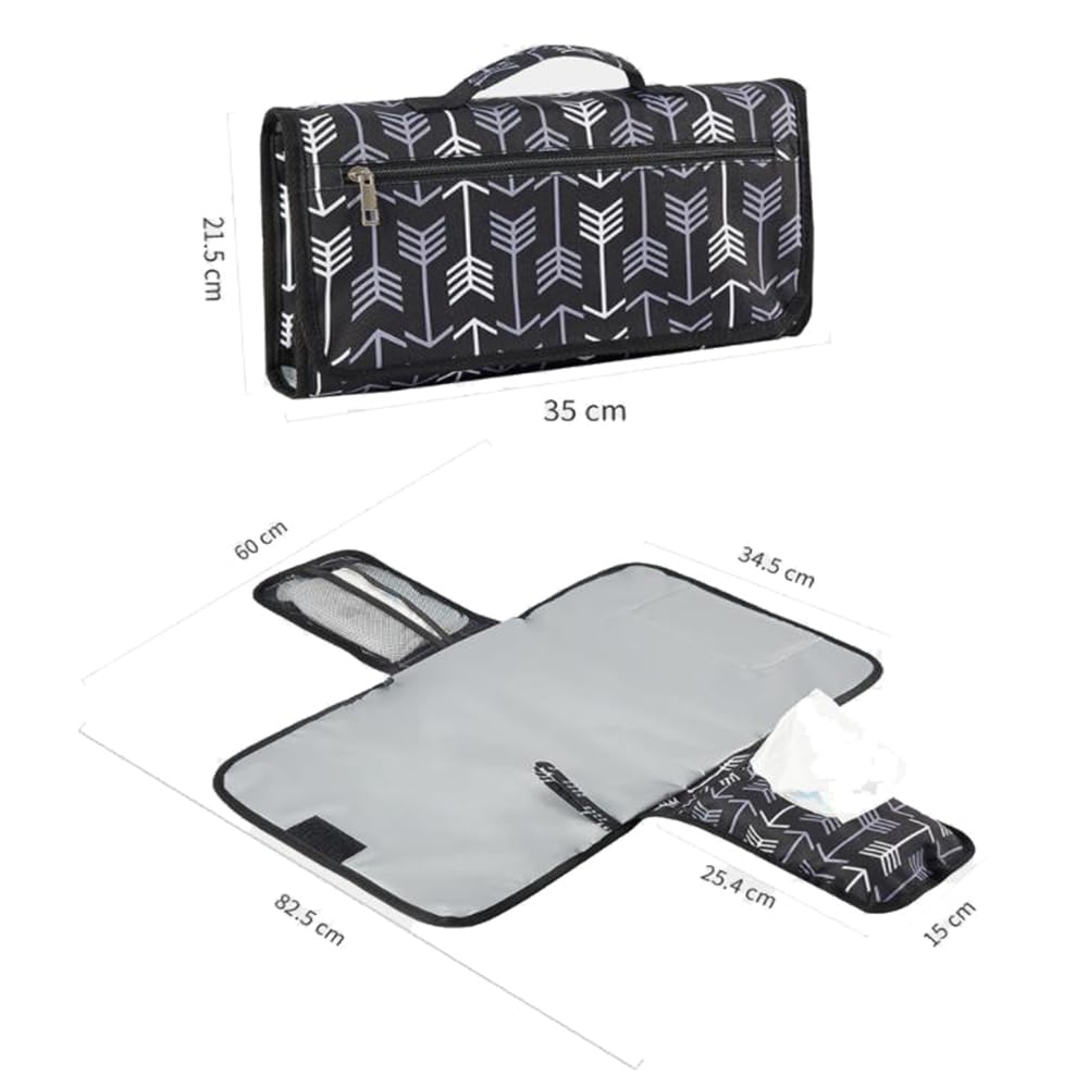 Cambiador de pañales para bebé, impermeable, portátil, con bolsillo para toallitas para viajes al aire libre (blanco)