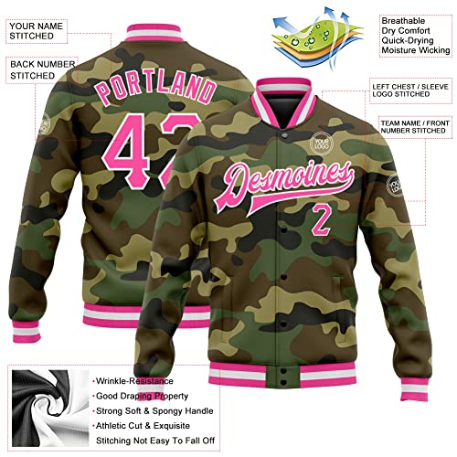 Custom Varsity Jacket Camouflage Baseball Sport Outerwear Letterman Jacket Personalized Women Bomber Jackets Stitched Text2