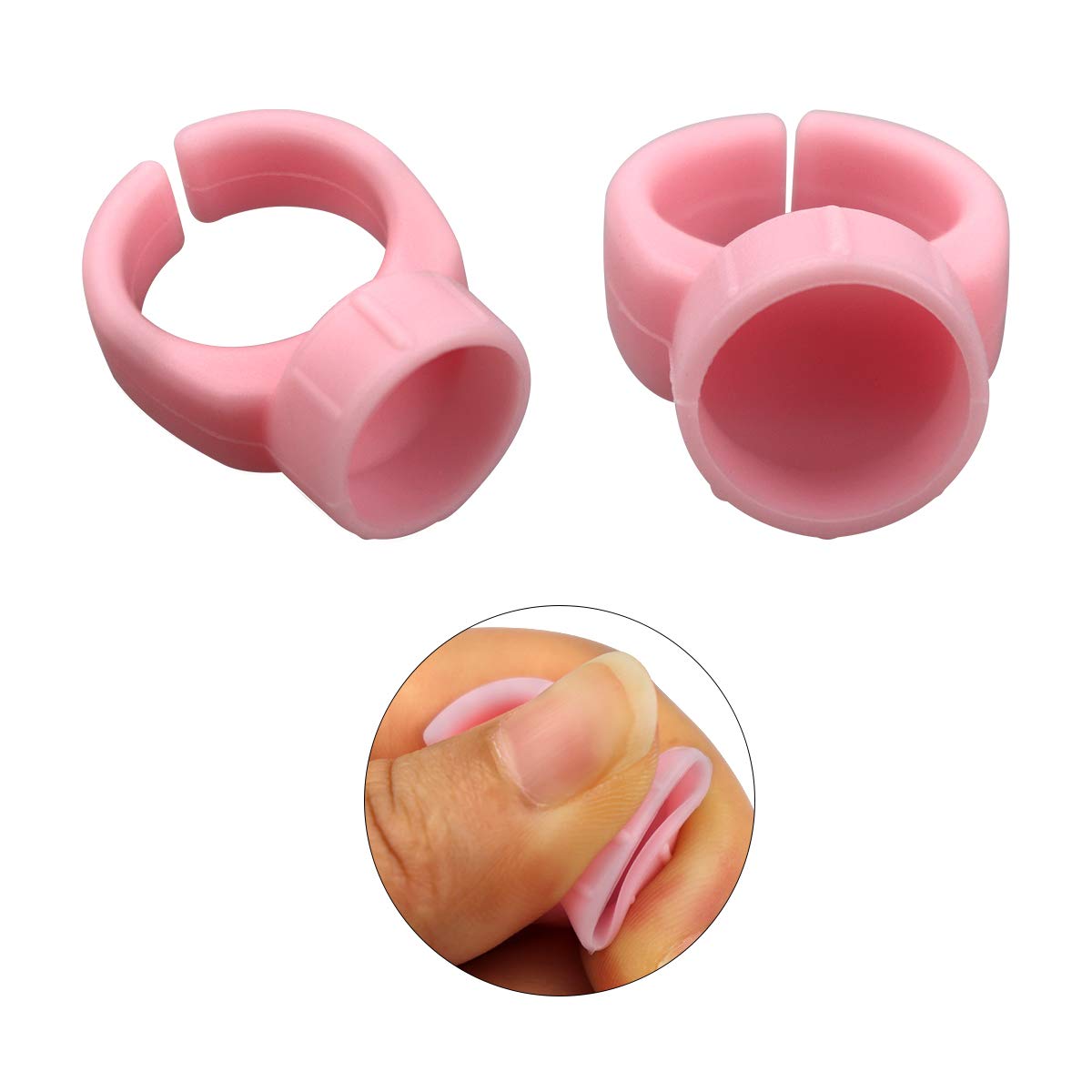Guapa 50pcs Microblading Tattoo Pigment Ring Cups Disposable Permanent Makeup Ink Rings for Eyelash Extensions Makeup Pigments Holder Rings Cup (Pink)