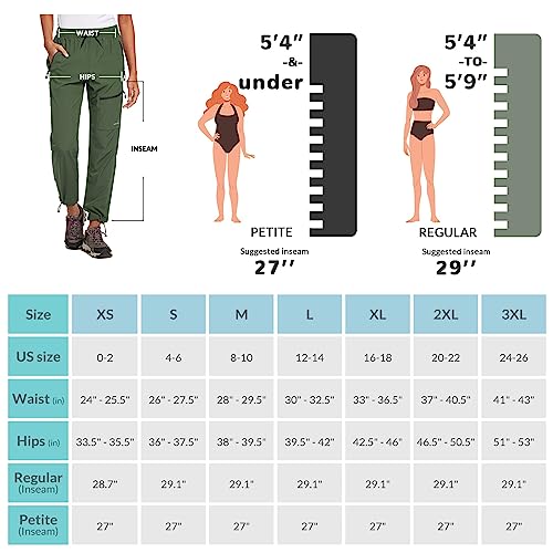 Baleaf Women's Hiking Pants Quick Dry Water Resistant Lightweight Joggers Pant For All Seasons Elastic Waist Army Green Size M, Capri #TOP5