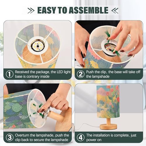 Lámpara de mesa pequeña con flores de cactus miniatura 4