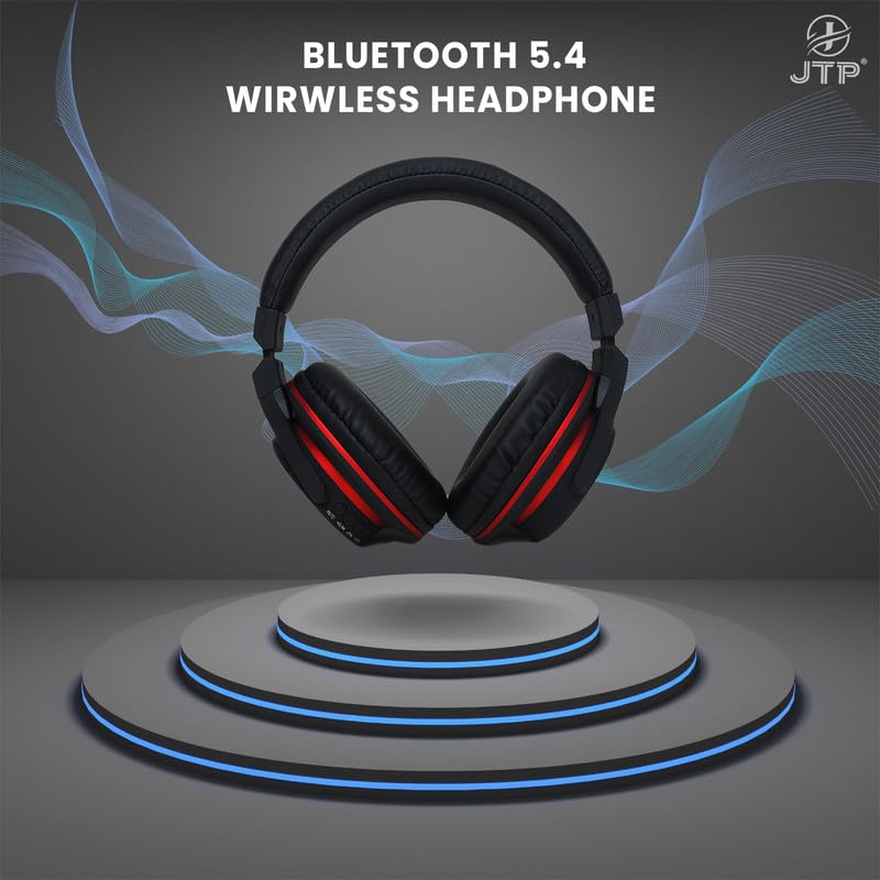 Image of JTP Extra Bass Wireless Headphones - HD Sound, 25H Talk Time, Type-C Charging, BT 5.4, 360 Surround Stereo Sound (Black)