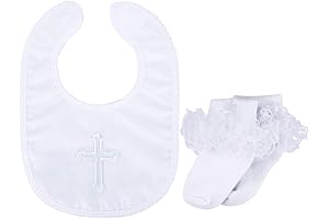 Baptism Bib for Baby Girl: Embroidered Cross Keepsake