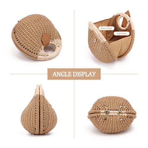 Bolso de Rattan Tejido para Playa con Asa Redonda miniatura 4