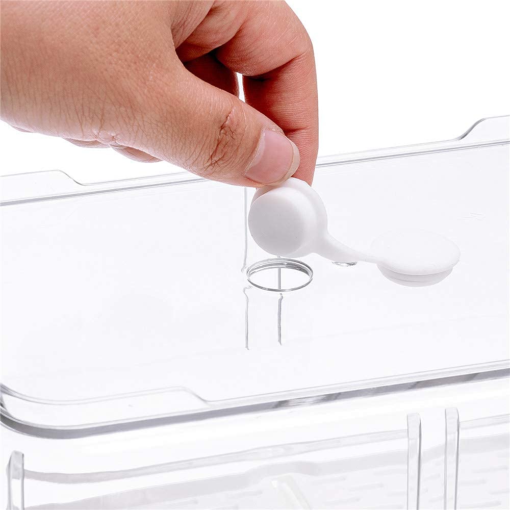 SANNO Kühlschrank Organizer mit Deckel, 2er Stapelbare Küche Aufbewahrungsbox Set mit Deckel Küchen Organizer für Gemüse, Beeren, Fleisch