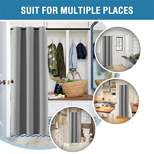Image of H.VERSAILTEX Doorway Curtain Blackout Closet Door Curtain Room Divider Window Treatment Curtain for Bedroom Thermal Insulated Privacy Drape Soundproof Grommet, 42 x 80 inches, 1 Panel, Dove Grey