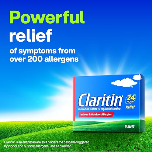 Image of Claritin Allergy Medicine for Adults, 24-Hour Non-Drowsy Loratadine 10mg Pills, Antihistamine, 70 Tablets + 1ct On-The-Go Relief