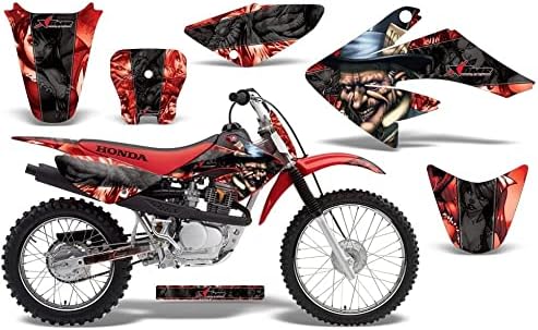 AMR Racing MX Dirt Bike Graphics kit Sticker Decal Compatible with Honda CRF70 2004-2015 - Mad Hatter Black Red