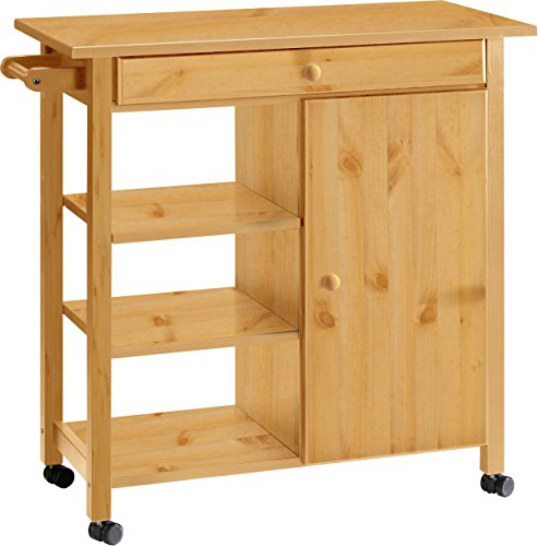 Preisvergleich Produktbild Loft24 Edmund Küchenwagen Küchentrolley Servierwagen Mehrzweckwagen Flaschenregal Weinfach rollbar Kiefer massiv
