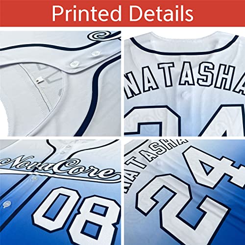 Custom Men Women Youth Baseball Jersey Gradient Button Down Shirts Stitched or Printed Name Number miniatura 3