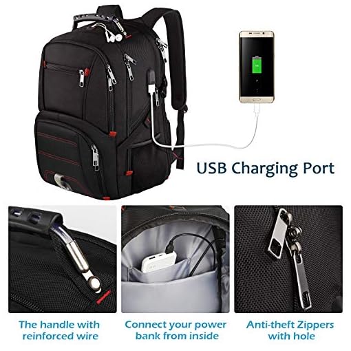 Jiefeike Extra Large Capacity TSA Friendly Anti Theft Water-Resistant Backpack with USB Charging Port , Fits 17 Inch Laptop and Notebook - Image 5