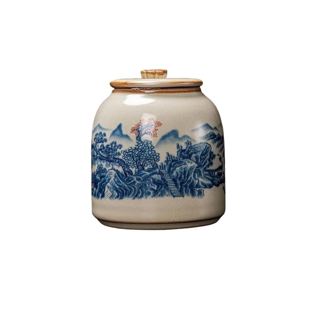 CHENGAIJIAN Tea Canister Mihuang Ru Kiln Tea Jar Household Ceramic Storage With Sealed Lid Exquisite Mini Caddy
