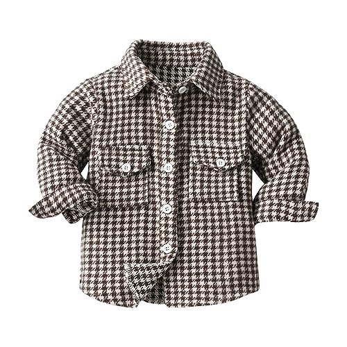 Toddlers Boys Casual Long Sleeve Flannel Button Down Shirt Kids Regular Fit Shirt Blouse Top Fall Coat 0-8 Years