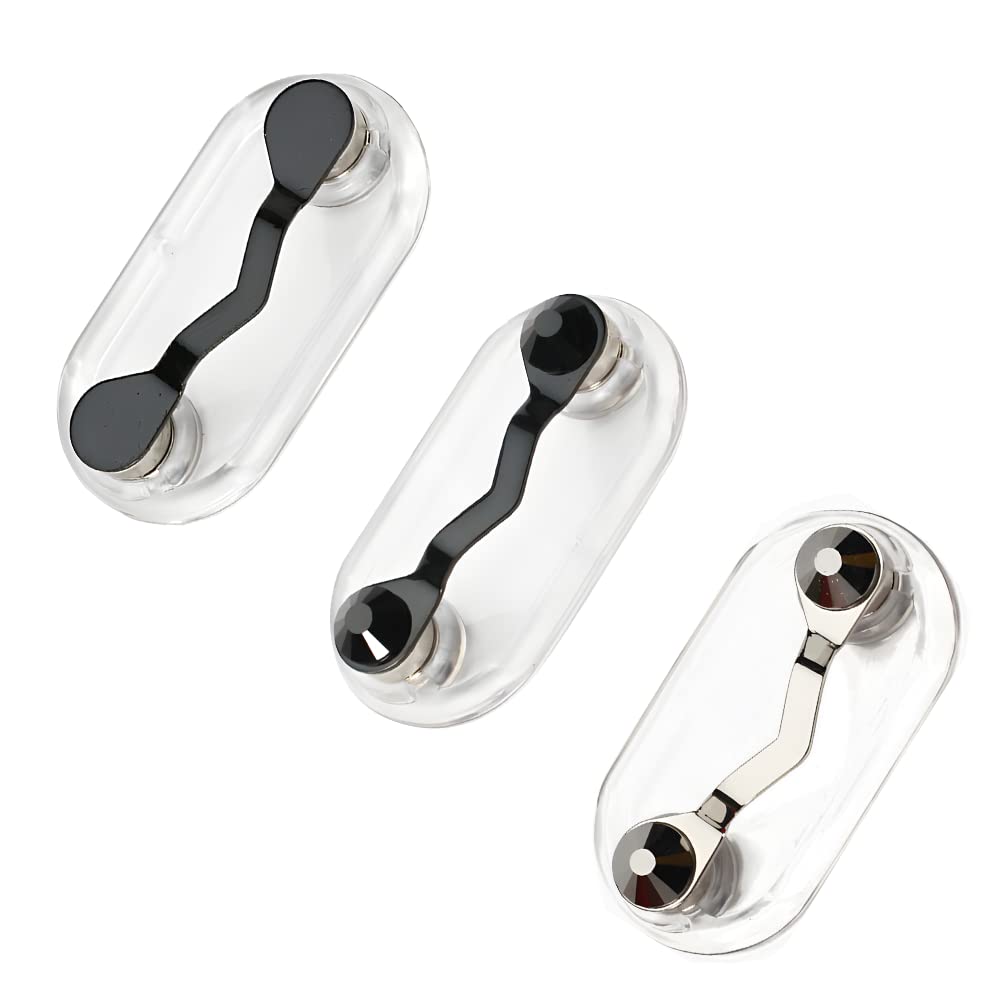 NECANO 3 Pack Magnetic Eyeglass Holders Name tag Badge Holder Sunglass Holder ID Badge for Men and Women (Black + Black Bottom Black Diamond + Mine Black)
