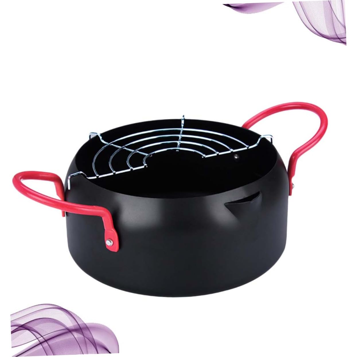 Cabilock Japanese Large Fryer Pot Deep Fryer with Basket Nonstick Frying Pan Iron Frying Pan Induction Cooker Compatible