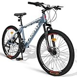 Carpat Sport 26 Zoll Aluminium Mountainbike Shimano 21 Gang-Schaltung, Doppelscheibenbremsen, geeignet für Erwachsene, Alu MTB- Blau