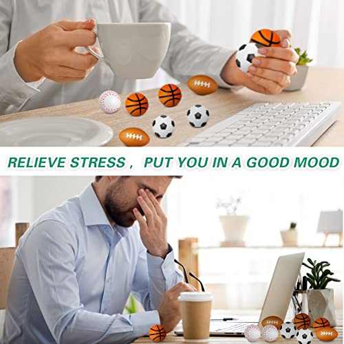 120 Pieces Small Sports Stress Balls Mini Foam Soccer Ball, Basketball, Football, Baseball Stress Balls For Anxiety Relief Sports Themed Birthday Party Supplies Game Stocking Stuffers #TOP6