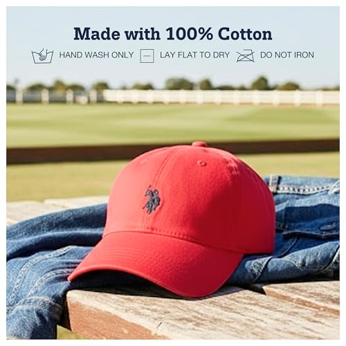 Image of U.S. Polo Assn. Baseball Cap, 100% Cotton Adjustable Dad Hat with Small Pony Logo