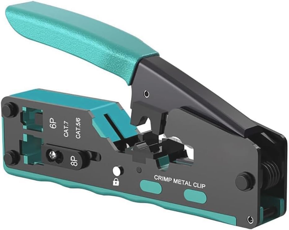 Network Tool Kit, Pass Through rj45 Crimp Tool Kit, Cat7 Cat6A Cat6 Cat5e Cat5 rj45 Crimping Tool,RJ11 Crimping Tool, Ethernet Network Cable Crimper Stripper, Modular Crimping Mini Tool Pliers