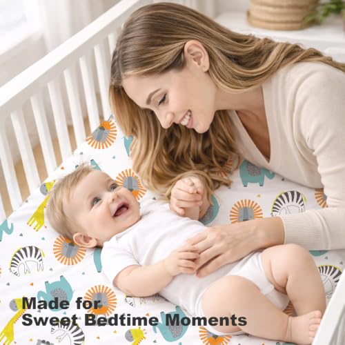 Image of Bimocosy Crib Sheets 4 Pack, 52 inch x 28 inch Baby Fitted for Boys & Girls | Breathable & Snug Fit, Soft Toddler Bed Sheets for Standard Crib Mattress, Nursery & Daycare Essentials