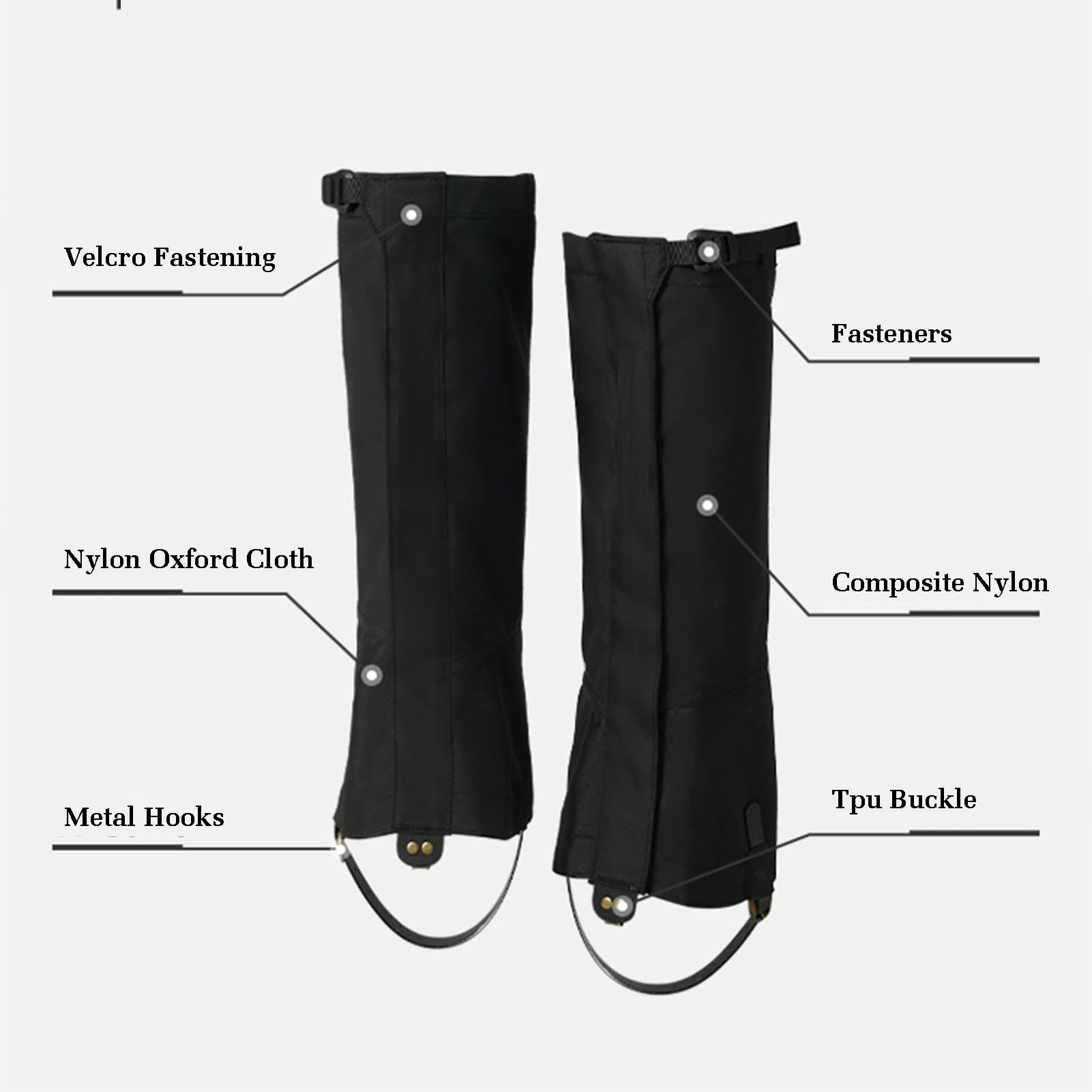 Guêtres De Jambe, Guêtres De Neige, Guêtres De Cheville D'extérieur, Guêtres Anti-morsures De Serpent, Conception De Boucle De Crochet for Un Enfilage Facile, for La Randonnée, Le Trekking