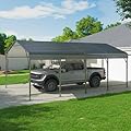 Besteagle 12x20FT Metal Carport, Carports with Reinforced Frame and Enhanced Base, Heavy Duty Carport Canopy for Car, Boats, Tractors, Trucks or Party, Dark Gray